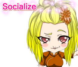 China dress girl cherry blossom English sticker #15713001