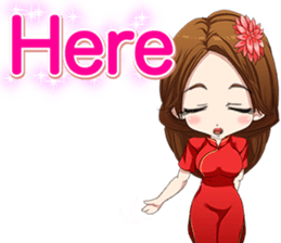 China dress girl cherry blossom English sticker #15713002