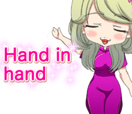 China dress girl cherry blossom English sticker #15713003