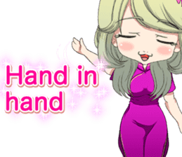 China dress girl cherry blossom English sticker #15713003