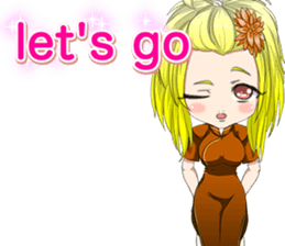 China dress girl cherry blossom English sticker #15713005