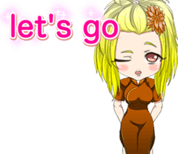 China dress girl cherry blossom English sticker #15713005