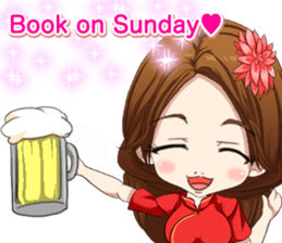 China dress girl cherry blossom English sticker #15713006