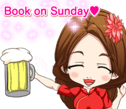 China dress girl cherry blossom English sticker #15713006