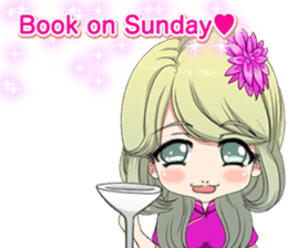 China dress girl cherry blossom English sticker #15713007