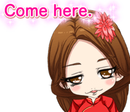 China dress girl cherry blossom English sticker #15713014