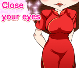 China dress girl cherry blossom English sticker #15713018