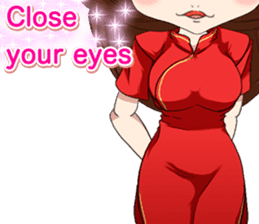 China dress girl cherry blossom English sticker #15713018