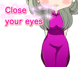 China dress girl cherry blossom English sticker #15713019