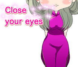 China dress girl cherry blossom English sticker #15713019