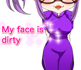 China dress girl cherry blossom English sticker #15713020