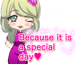 China dress girl cherry blossom English sticker #15713023