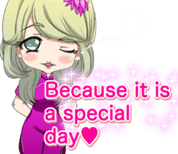 China dress girl cherry blossom English sticker #15713023