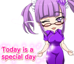 China dress girl cherry blossom English sticker #15713024