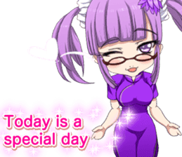 China dress girl cherry blossom English sticker #15713024