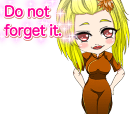 China dress girl cherry blossom English sticker #15713025