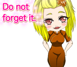 China dress girl cherry blossom English sticker #15713025