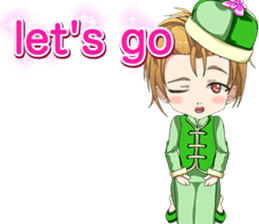 China clothes boy to the cherry English sticker #15714589