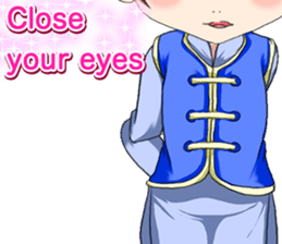 China clothes boy to the cherry English sticker #15714602