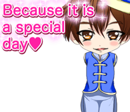 China clothes boy to the cherry English sticker #15714606