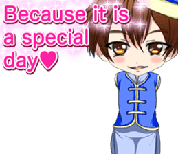 China clothes boy to the cherry English sticker #15714606