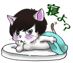 Cat with mush-hair wig sticker #15719011