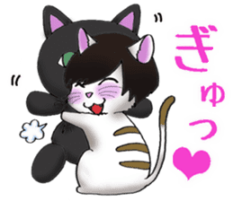Cat with mush-hair wig sticker #15719021