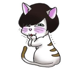 Cat with mush-hair wig sticker #15719031
