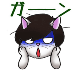 Cat with mush-hair wig sticker #15719036