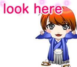 Cute Hakama skirt Baby English sticker #15722650