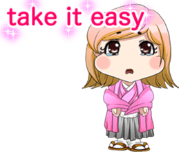 Cute Hakama skirt Baby English sticker #15722653