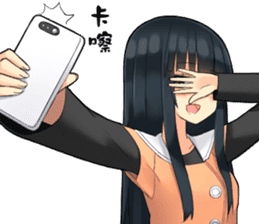 Long black hair detective girl sticker #15724348