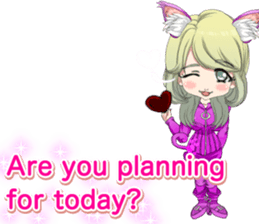 Cat ear ear leather suit girl English sticker #15724867