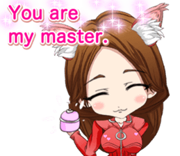 Cat ear ear leather suit girl English sticker #15724870