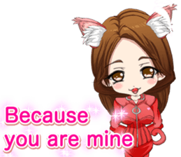 Cat ear ear leather suit girl English sticker #15724874