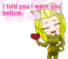 Cat ear ear leather suit girl English sticker #15724877