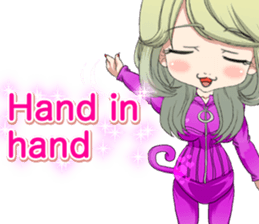 Cat ear ear leather suit girl English sticker #15724883