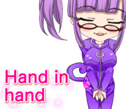 Cat ear ear leather suit girl English sticker #15724884