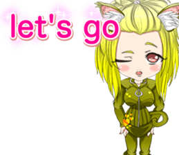Cat ear ear leather suit girl English sticker #15724885