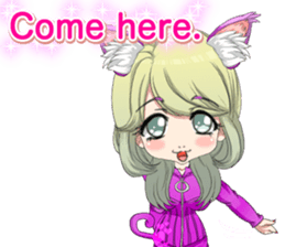 Cat ear ear leather suit girl English sticker #15724895