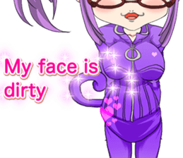 Cat ear ear leather suit girl English sticker #15724900