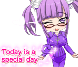 Cat ear ear leather suit girl English sticker #15724904