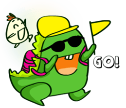 Funny Green Dino sticker #15741343