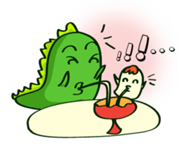 Funny Green Dino sticker #15741360
