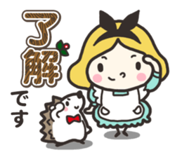 A lovely girl and a hedgehog 3 sticker #15743674