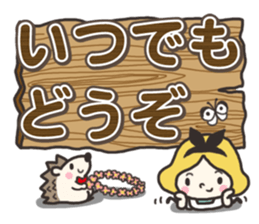 A lovely girl and a hedgehog 3 sticker #15743687