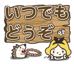 A lovely girl and a hedgehog 3 sticker #15743687