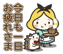 A lovely girl and a hedgehog 3 sticker #15743694