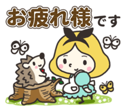 A lovely girl and a hedgehog 3 sticker #15743695