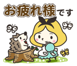 A lovely girl and a hedgehog 3 sticker #15743695